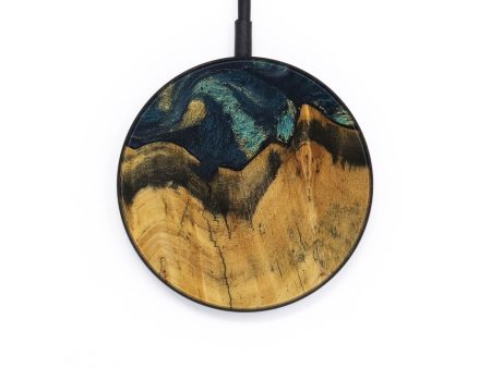 Circle Wood Wireless Charger - Arlen (Teal & Gold, 736313) For Cheap