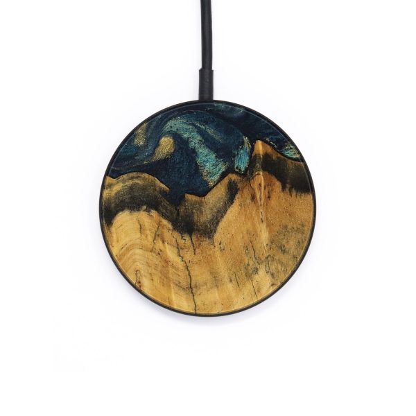 Circle Wood Wireless Charger - Arlen (Teal & Gold, 736313) For Cheap