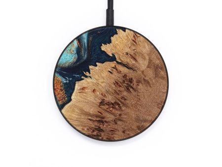 Circle Wood Wireless Charger - Jocelin (Teal & Gold, 733794) Sale