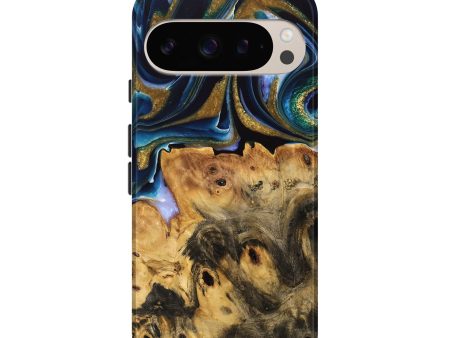 Pixel 9 Pro Wood Live Edge Phone Case - Asher (Teal & Gold, 736366) Discount