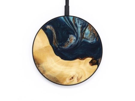 Circle Wood Wireless Charger - Ilona (Teal & Gold, 733767) For Cheap