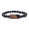 Lava Bead Wood Bracelet - Mark (Red, 736146) on Sale