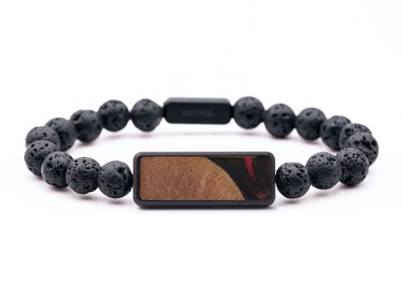 Lava Bead Wood Bracelet - Mark (Red, 736146) on Sale