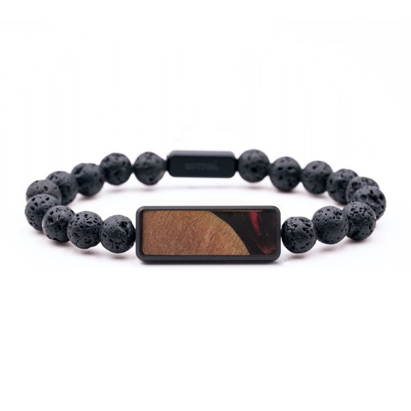 Lava Bead Wood Bracelet - Mark (Red, 736146) on Sale