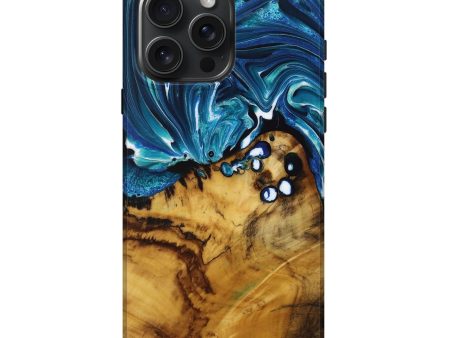 iPhone 16 Pro Max Wood Live Edge Phone Case - Malena (Blue, 731436) Supply