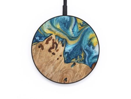 Circle Wood Wireless Charger - Kast (Teal & Gold, 732911) Cheap